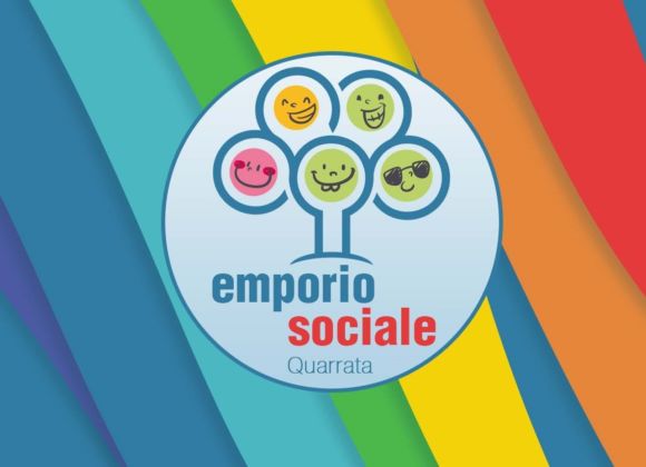 logo emporio sociale su sfondo arcobaleno